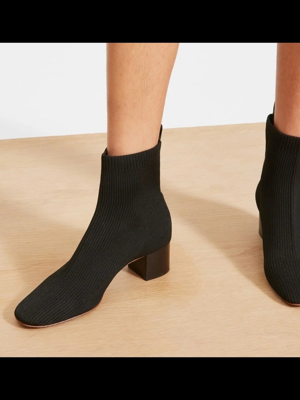 Everlane Women's the Glove Boot Ribbed Knit Black Booties Size 6